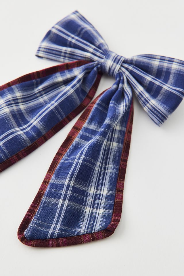 Plaid Hair Bow Barrette #2