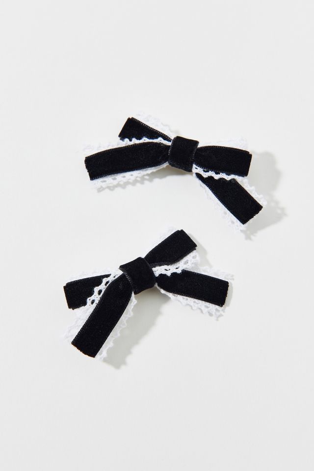 Ensemble de Mini Pinces à Cheveux en Velours et Dentelle #1