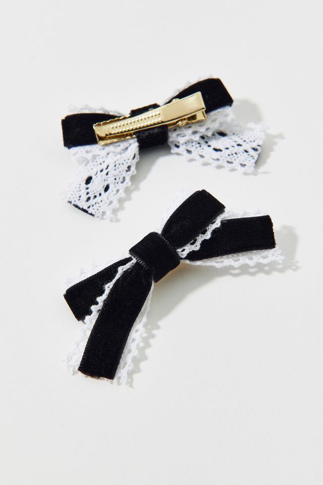 Ensemble de Mini Pinces à Cheveux en Velours et Dentelle #2