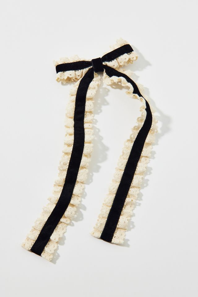 Barrette à Nœud en Velours et Dentelle pour Cheveux Longs #1
