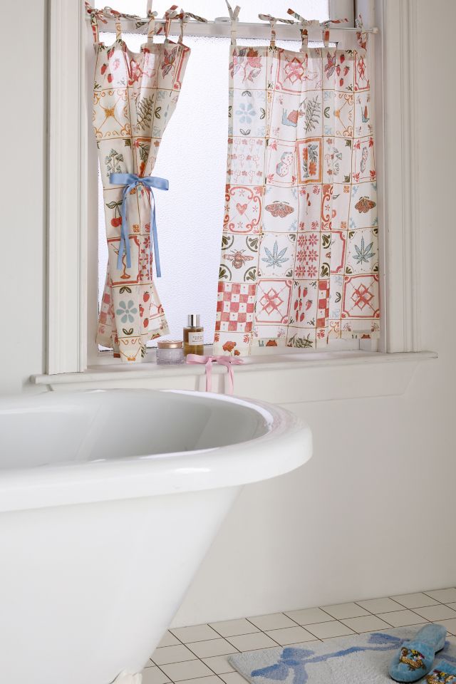 Mariana Tile Patterned Café Curtain Set