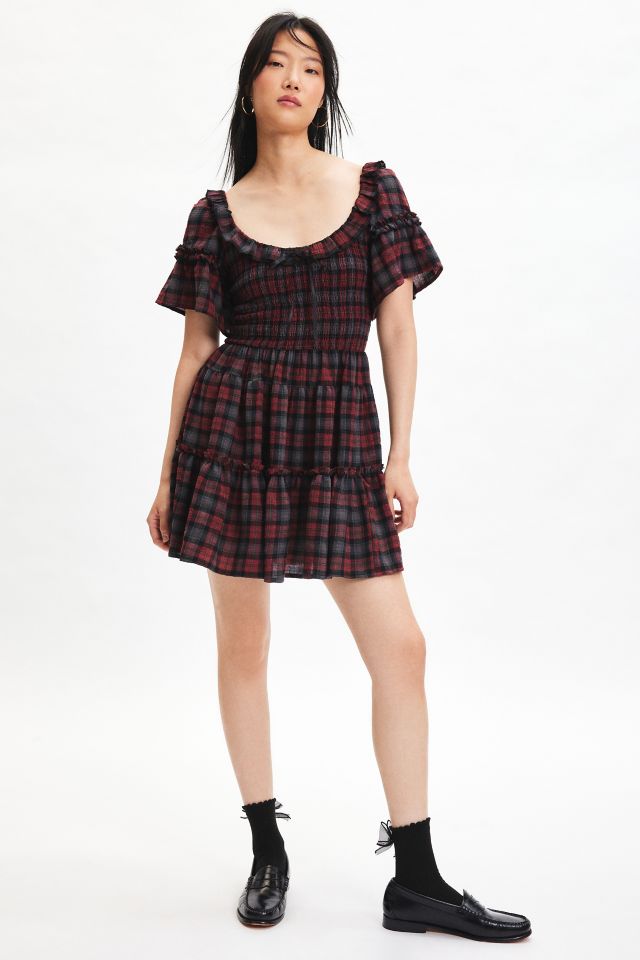 Kimchi Blue Juniper Plaid Ribbon Trim Mini Dress #1