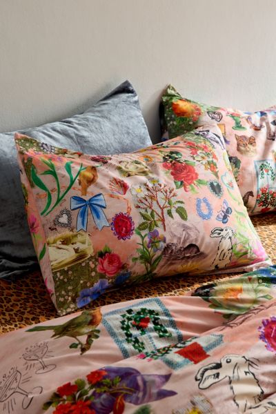 Urban Outfitters Curious Collage Breezy Cotton Percale Sham Set At