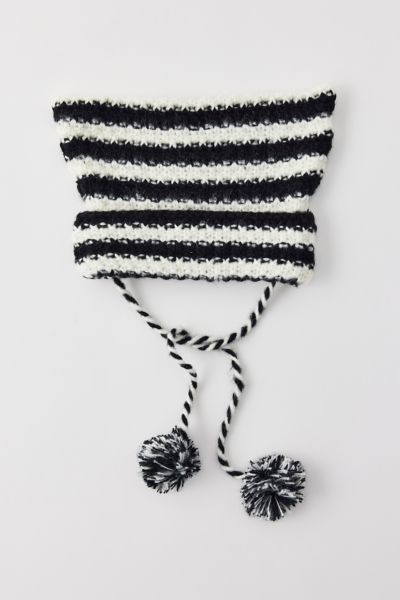 Mylo Striped Tassel Fuzzy Beanie