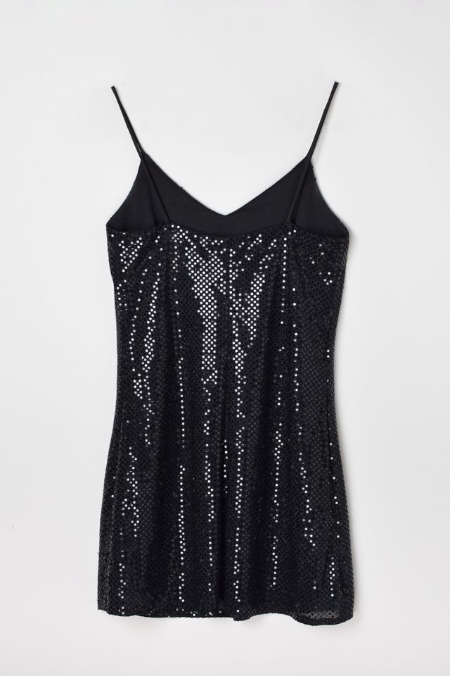 Black Glitter Y2K Mini Dress