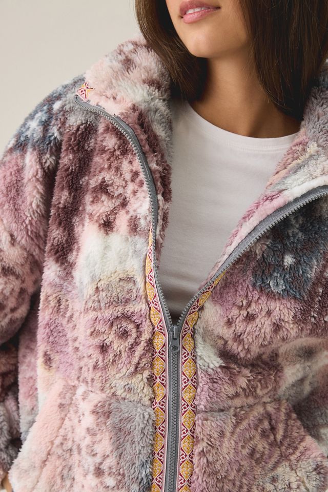 BDG Mae Printed Piled Fleece Zip-Up Jacket #3
