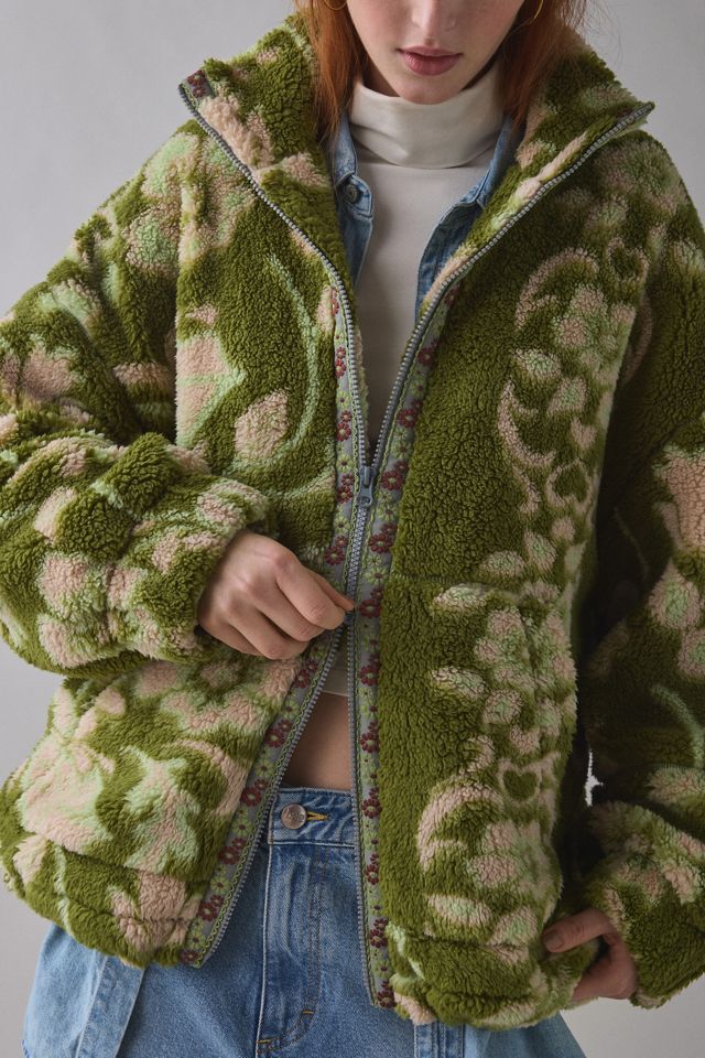 BDG Mae Printed Piled Fleece Zip-Up Jacket #1