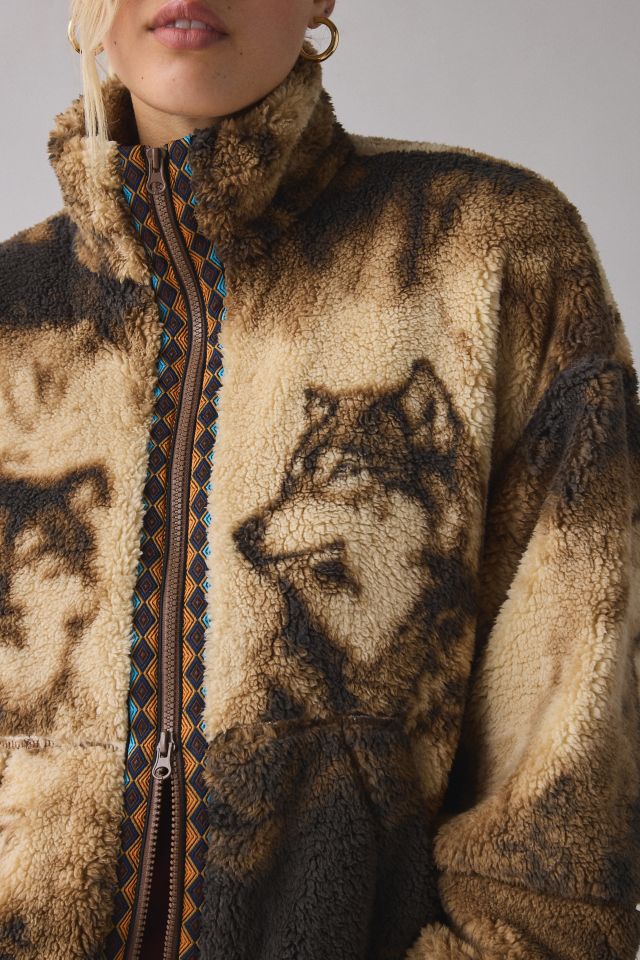 BDG Mae Printed Piled Fleece Zip-Up Jacket #3