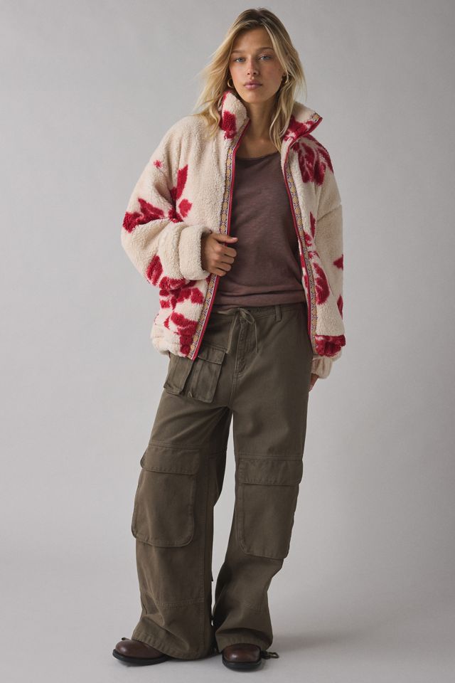 BDG Mae Printed Piled Fleece Zip-Up Jacket #3