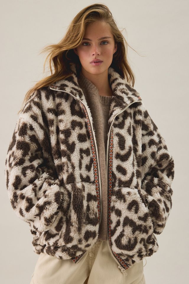 BDG Mae Printed Piled Fleece Zip-Up Jacket #1