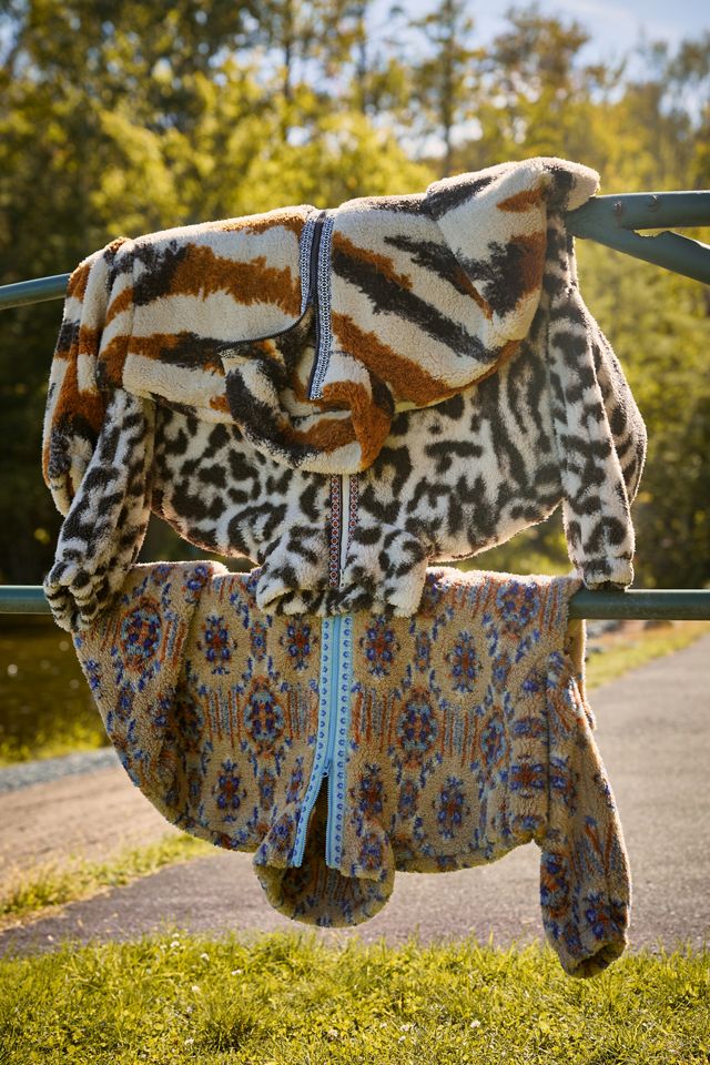 BDG Mae Printed Piled Fleece Zip-Up Jacket #4
