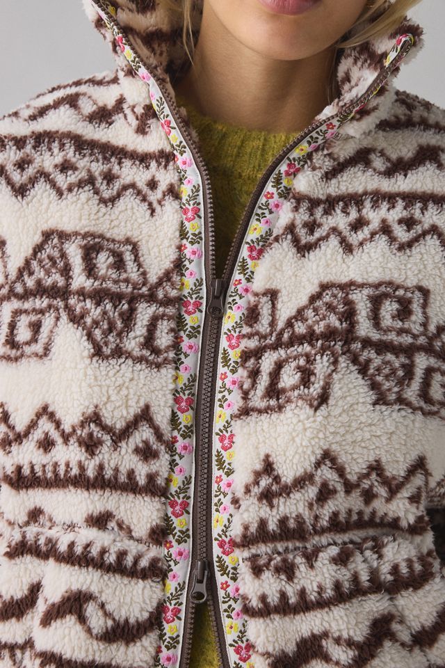 BDG Mae Printed Piled Fleece Zip-Up Jacket #1