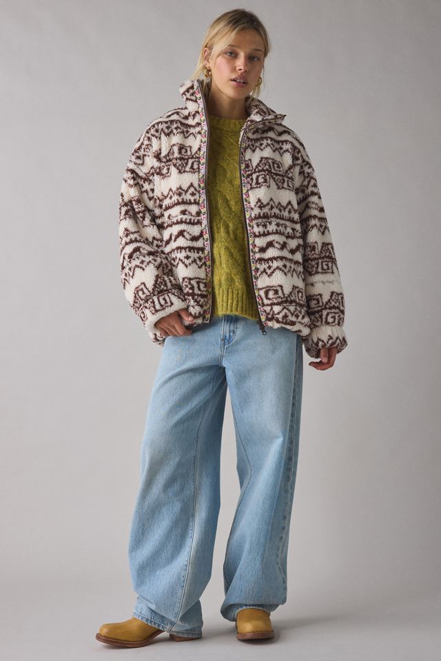 BDG Mae Printed Piled Fleece Zip-Up Jacket #2