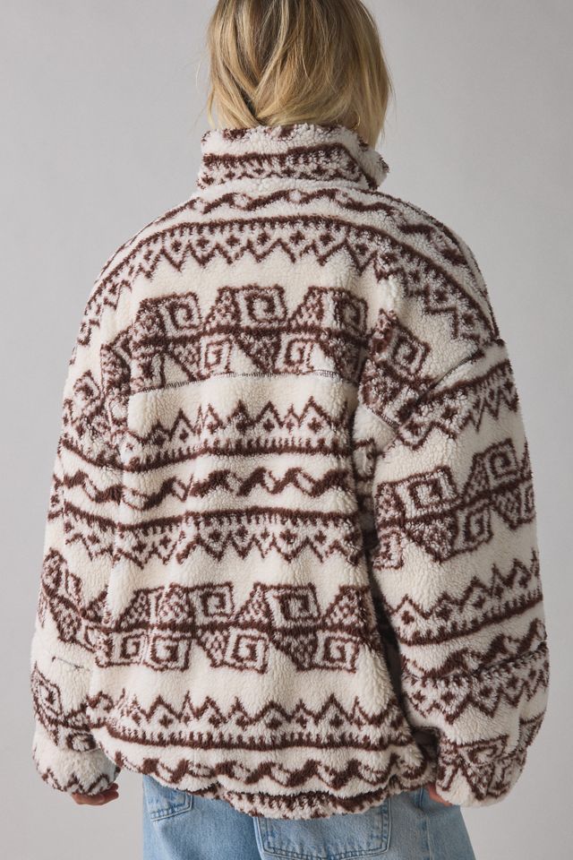 BDG Mae Printed Piled Fleece Zip-Up Jacket #3
