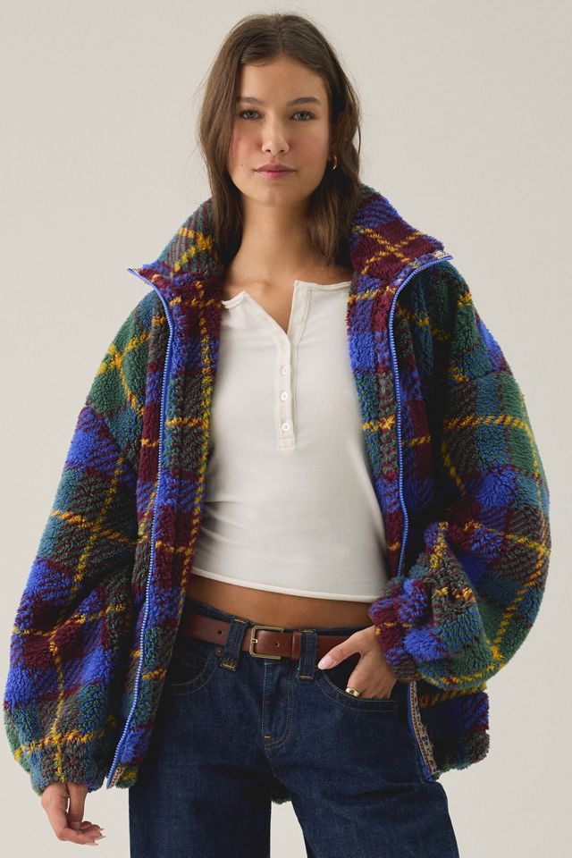 BDG Mae Printed Piled Fleece Zip-Up Jacket #1