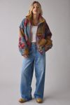 BDG Mae Printed Piled Fleece Zip-Up Jacket