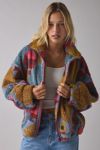 BDG Mae Printed Piled Fleece Zip-Up Jacket