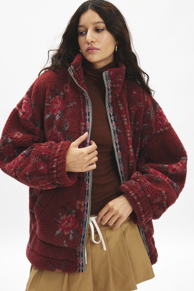 BDG Mae Printed Fleece Zip-Up Jacket #1