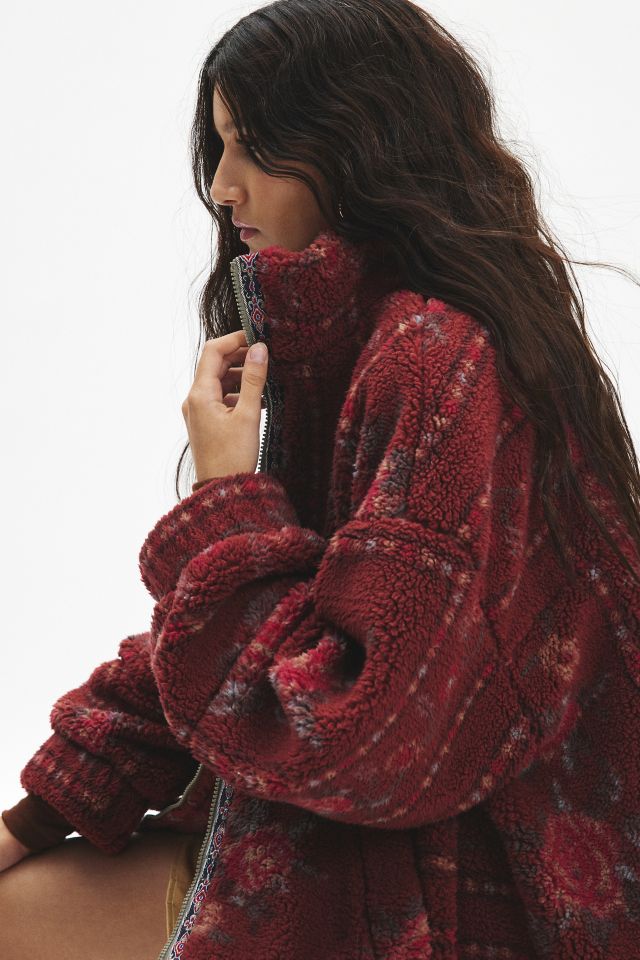 BDG Mae Printed Fleece Zip-Up Jacket #3