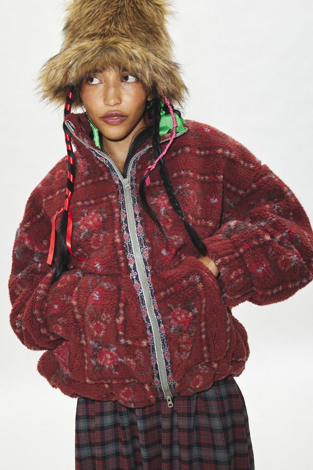 BDG Mae Printed Fleece Zip-Up Jacket #5