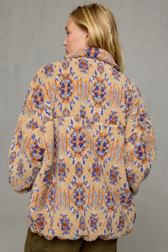 BDG Mae Printed Piled Fleece Zip-Up Jacket #3