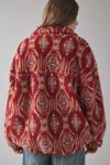 BDG Mae Printed Piled Fleece Zip-Up Jacket