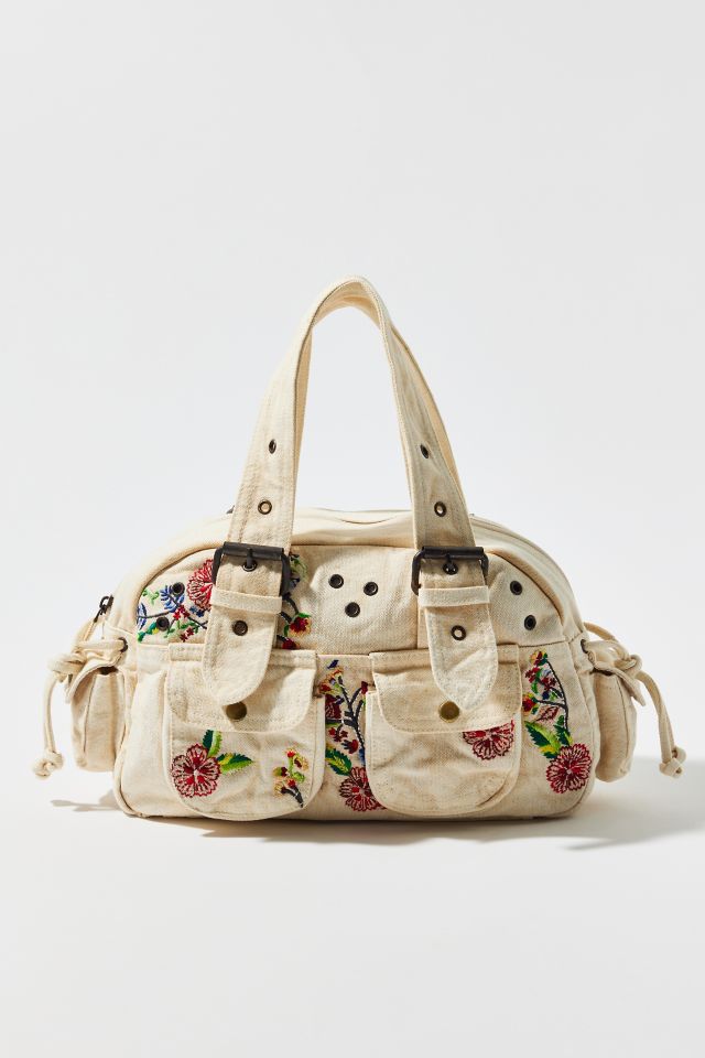 BDG Embroidered Denim Duffle Shoulder Bag #1