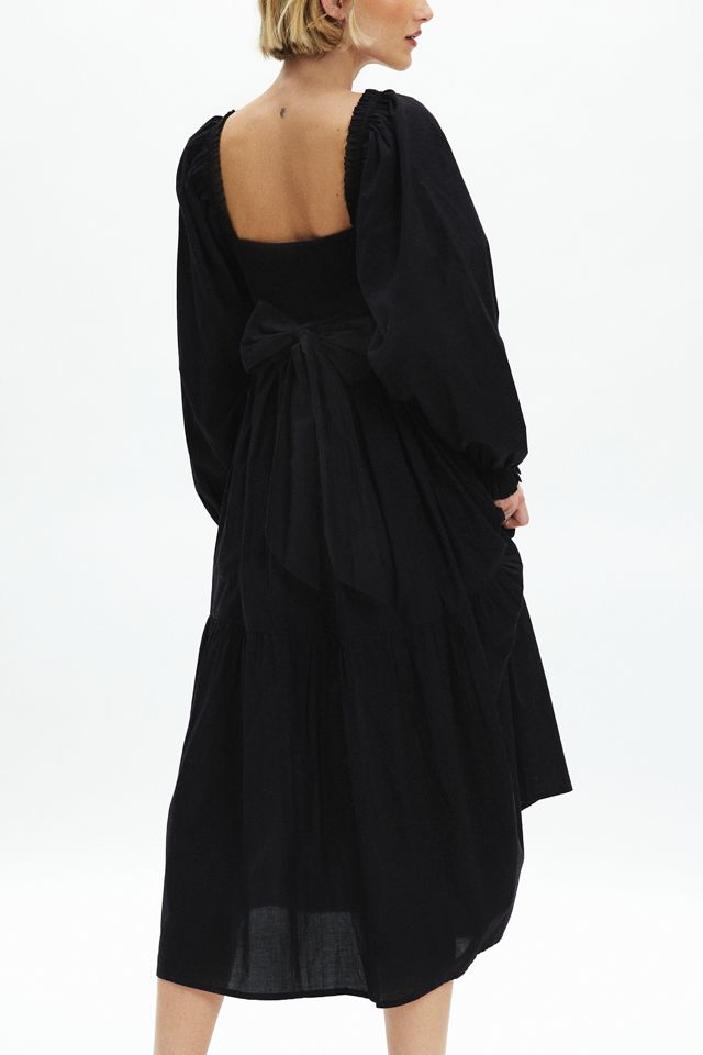 farm rio black organza long sleeve midi dress Black Lace Long Sleeve Midi Dress
