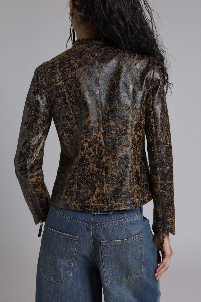 Silence + Noise Shaina Cracked Faux Leather Slim Jacket #2