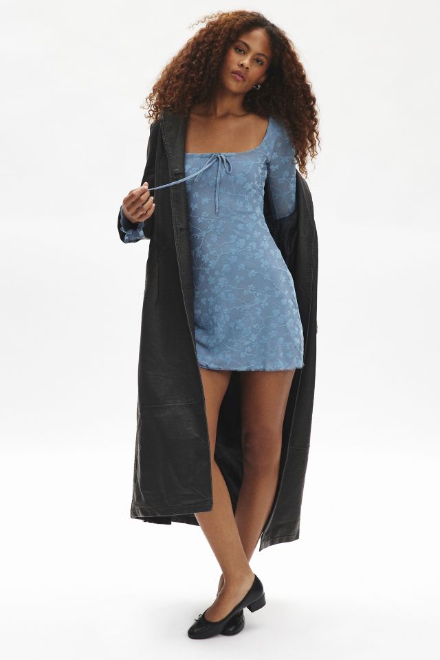 Motel Tatyana Velvet Floral Mesh Long Sleeve Mini Dress #2