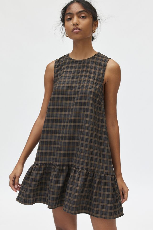 Robe Chemise Motel Samana à Carreaux avec Taille Basse et Ourlet à Volants #1