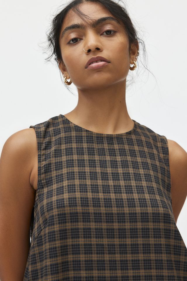 Robe Chemise Motel Samana à Carreaux avec Taille Basse et Ourlet à Volants #2