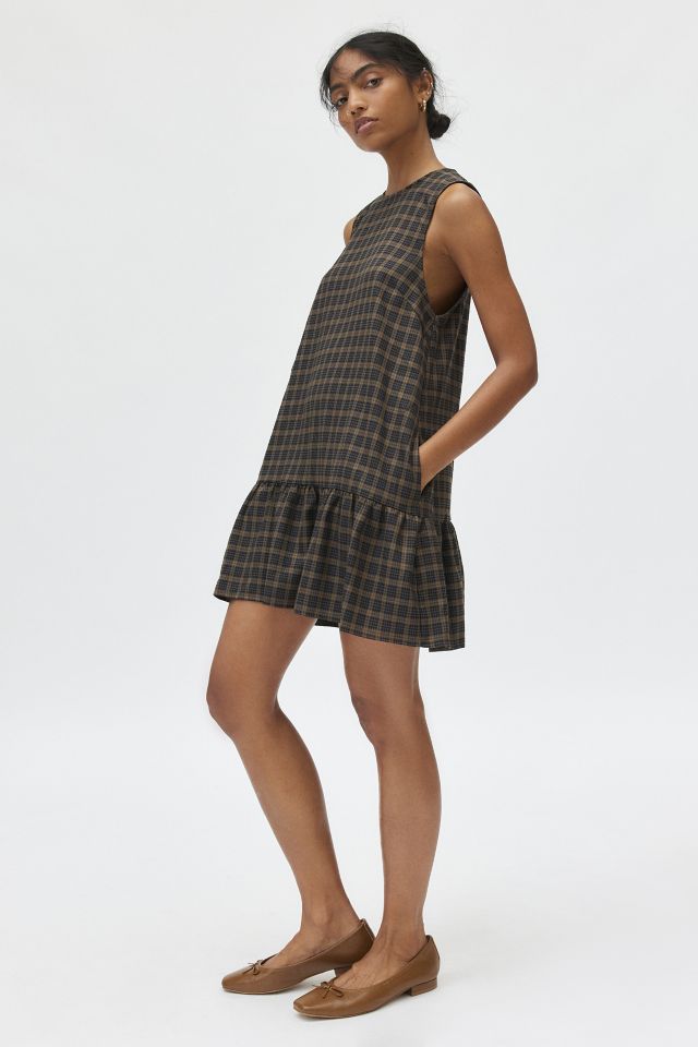 Robe Chemise Motel Samana à Carreaux avec Taille Basse et Ourlet à Volants #3