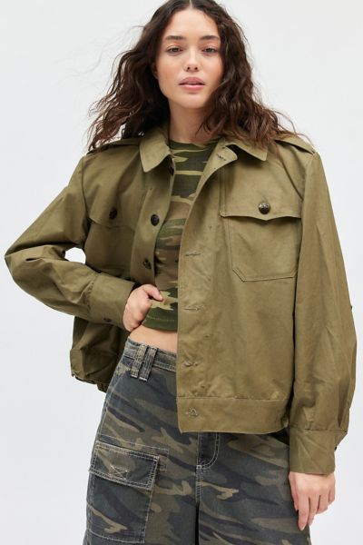 Shop Urban Renewal Vintage Star Button Surplus Jacket In Green, Women's At Urban Outfitters