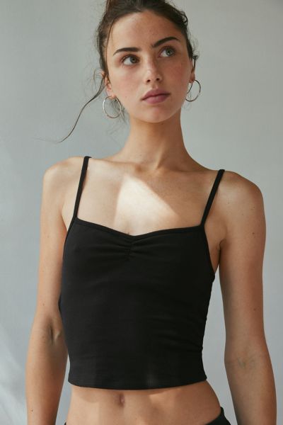 Out From Under Bec Pinch Front Fitted Cami In Washed Black, Women's At Urban Outfitters In Washed Black