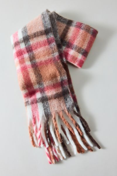 Urban Outfitters Plaid Woven Fringe Scarf In Ivory, Women's At  In Multi