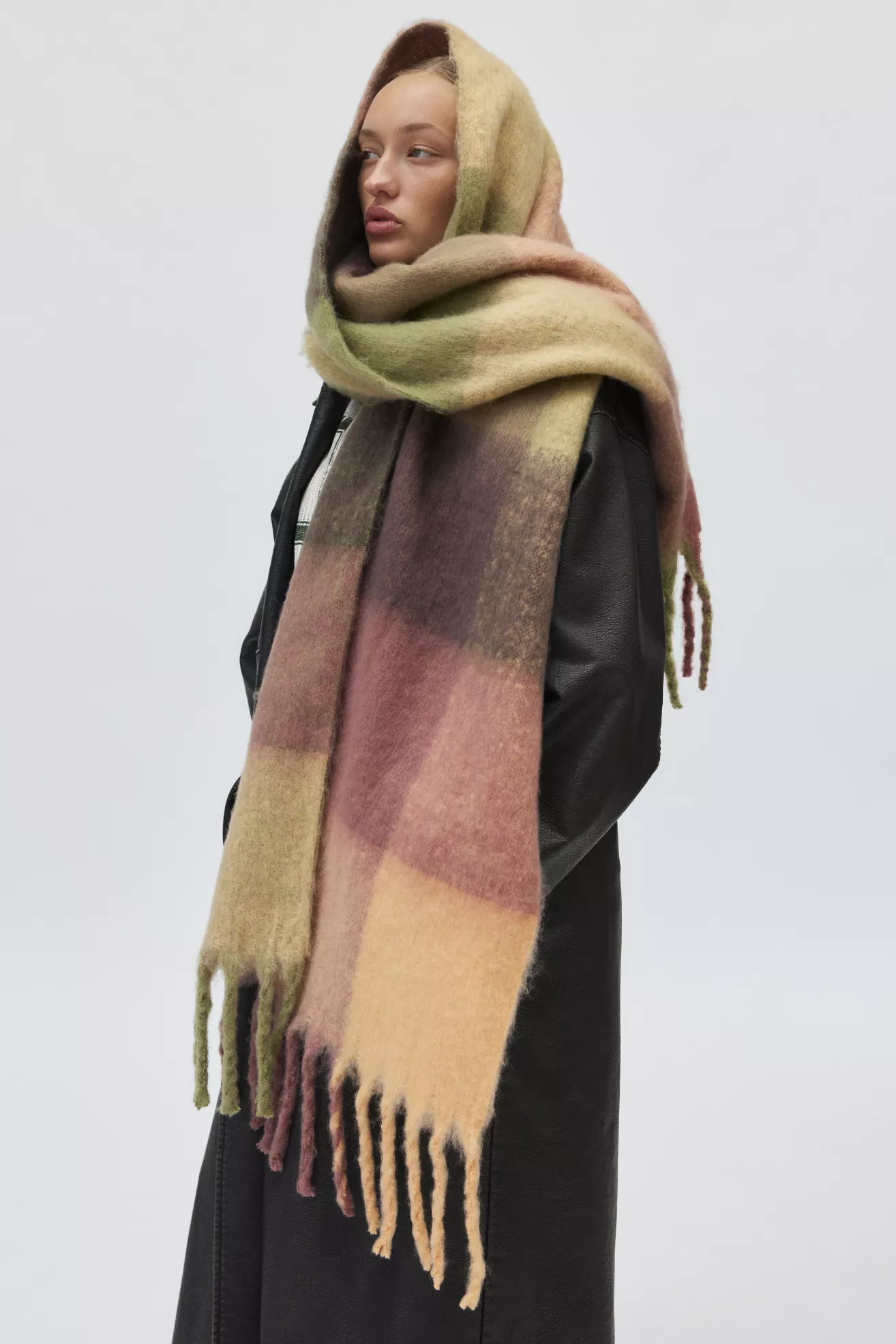 Plaid Woven Oversized Scarf