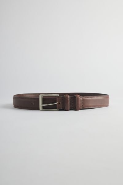 Urban Outfitters Basic Beveled Leather Belt In Brown, Men's At  In Brown