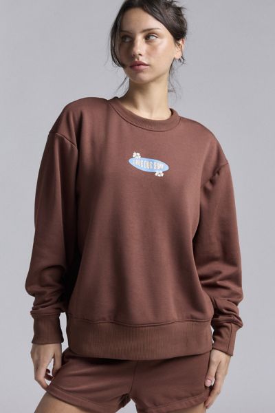 Dippin Daisys Dippin' Daisy's Dippin' Daisy's X Save Our Surf Apres Surf Graphic Crew Neck Pullover Top In Brown, In Brown