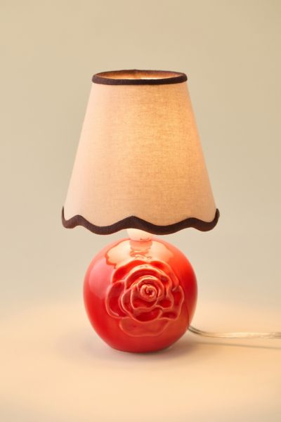 Urban Outfitters Mini Scallop Lamp Shade In Tan With Brown Trim At  In Red