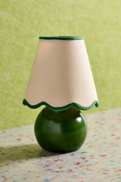 Urban Outfitters Mini Scallop Lamp Shade In Olive Trim At