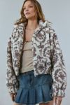 Kimchi Blue Snow Bunny Printed Piled Fleece Zip-Up Jacket