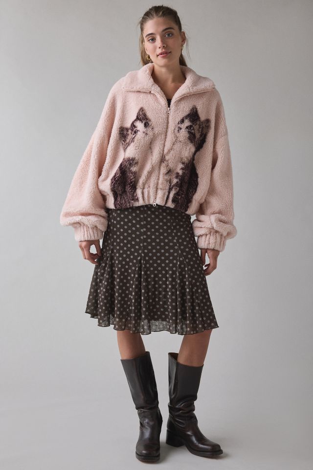 Kimchi Blue Snow Bunny Printed Piled Fleece Zip-Up Jacket #2