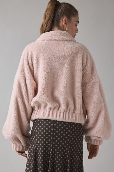 Kimchi Blue Snow Bunny Printed Piled Fleece Zip-Up Jacket