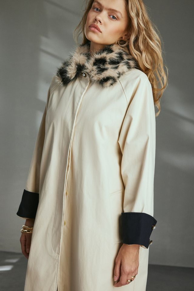 Beige FEMME Manteau en laine à boutons et col en fausse fourrure
