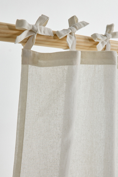 Skinny Tie Top Solid Café Curtain Set - Thumbnail 2