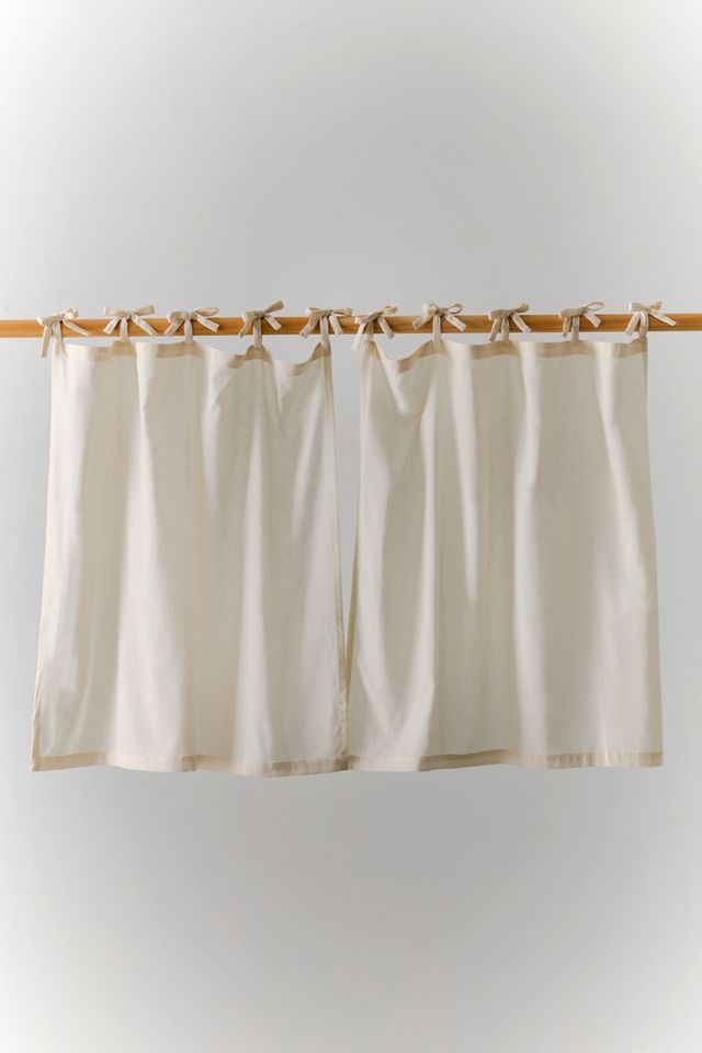 Skinny Tie Top Solid Café Curtain Set #1