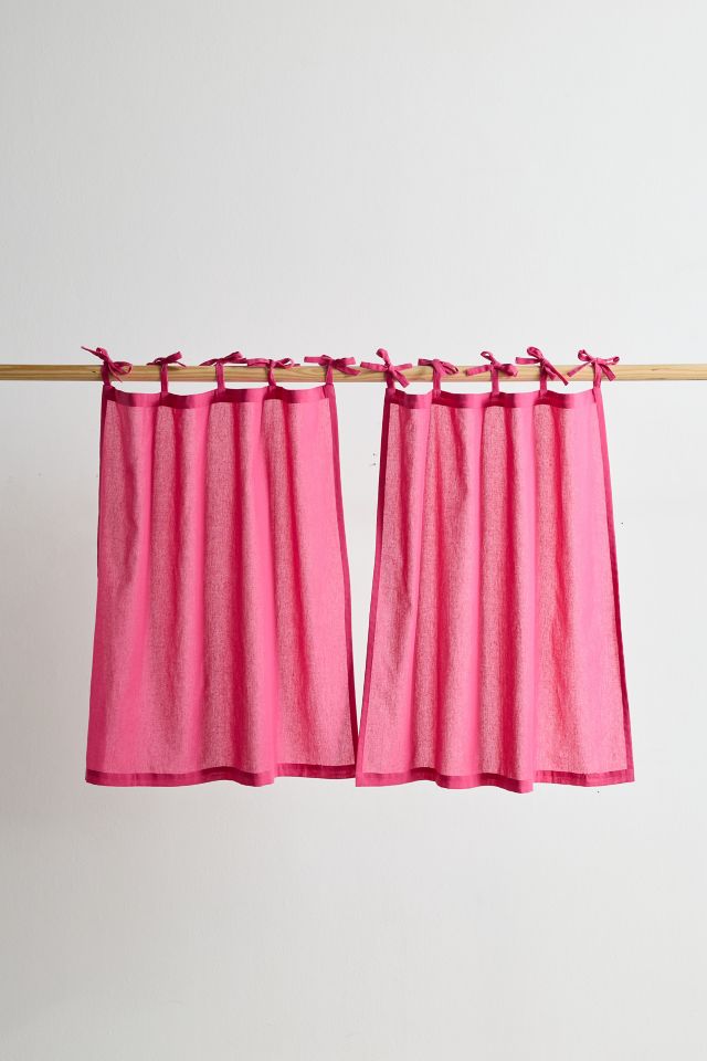 Skinny Tie Top Solid Café Curtain Set #1