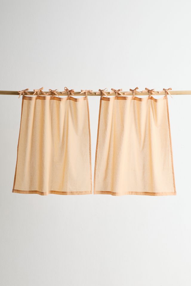 Skinny Tie Top Solid Café Curtain Set | Urban Outfitters