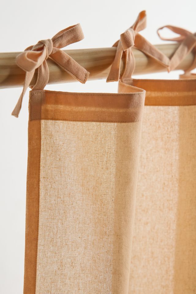 Skinny Tie Top Solid Café Curtain Set | Urban Outfitters
